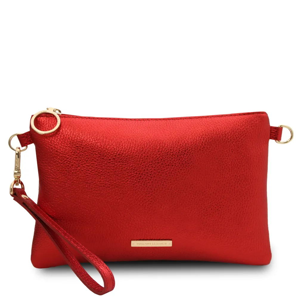 TL Bag Metallic soft leather clutch