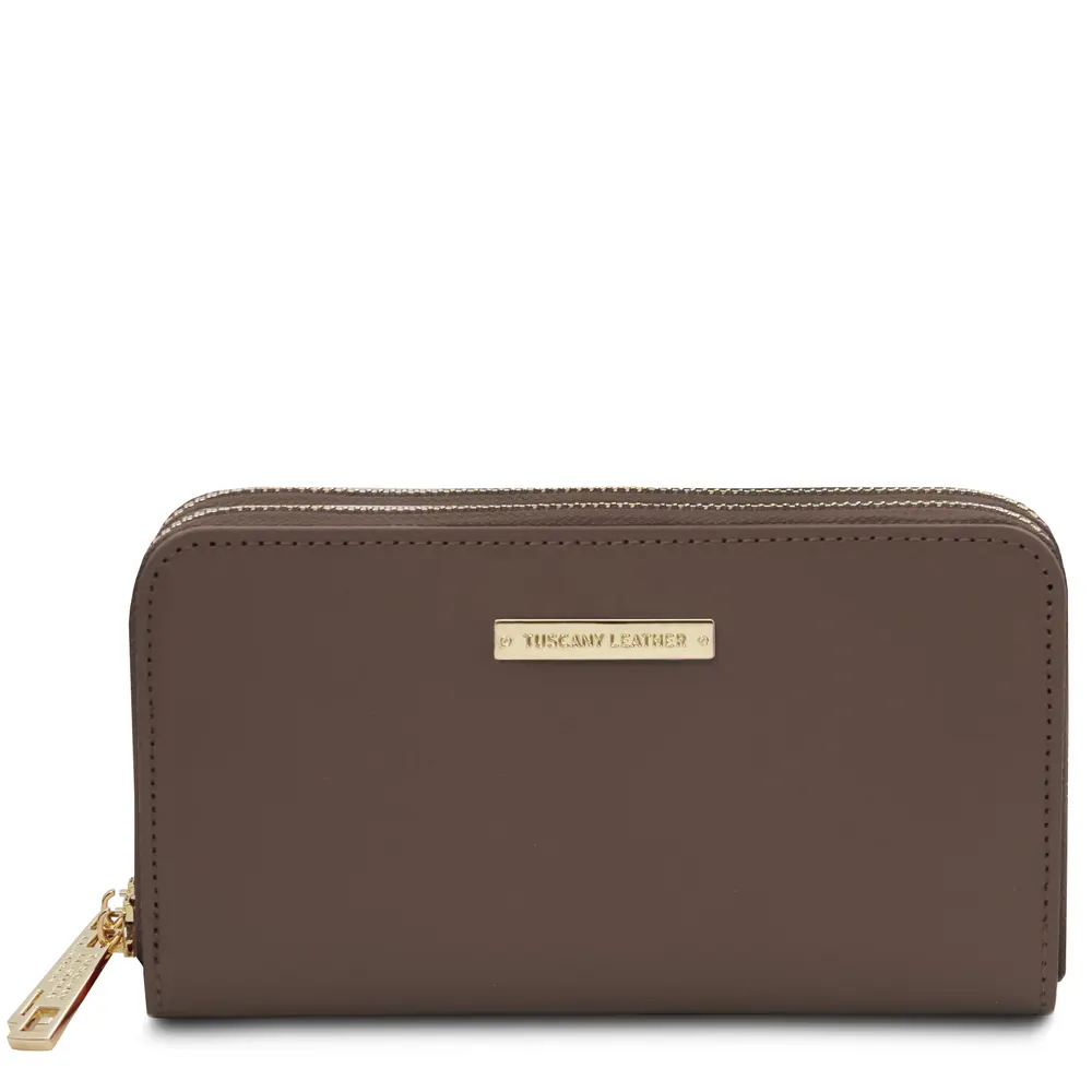 Gaia Double zip around leather wallet