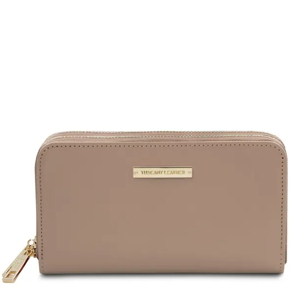 Gaia Double zip around leather wallet
