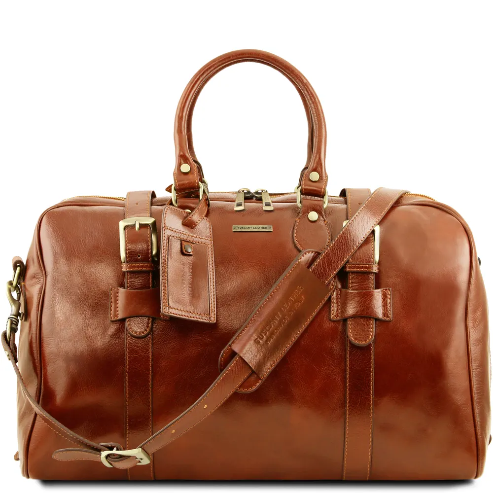 TL Voyager Leather travel bag with front straps - Large size