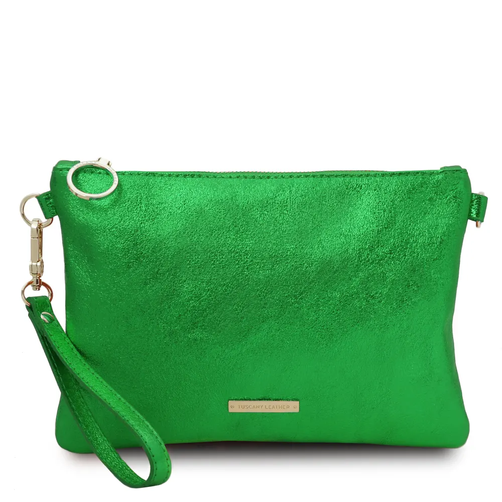 TL Bag Metallic soft leather clutch