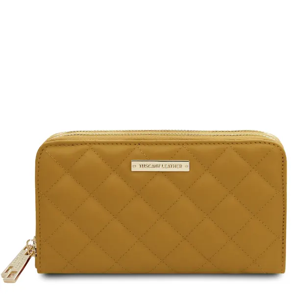Ada Double zip around soft leather wallet