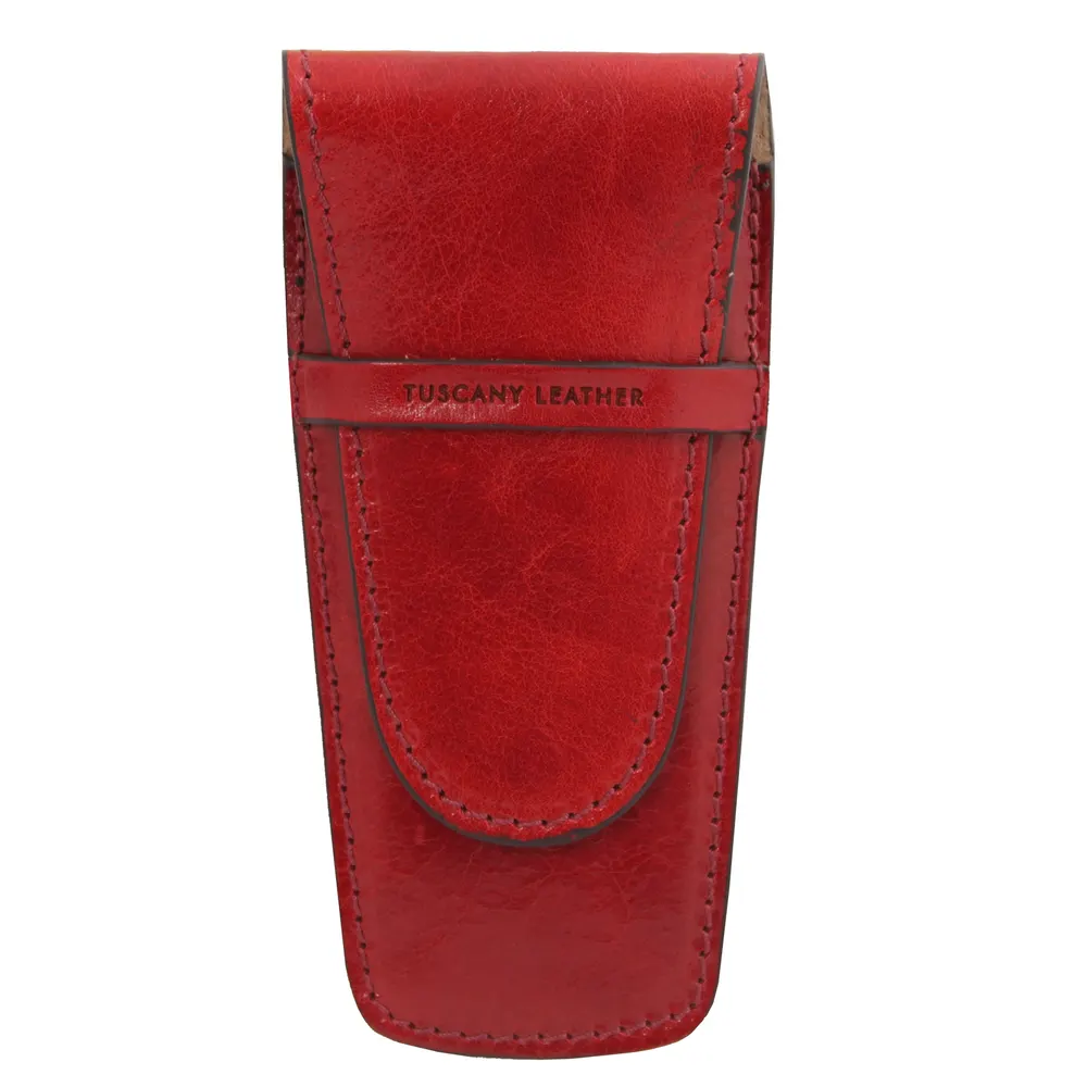 Exclusive leather 2 slots pen/watch holder