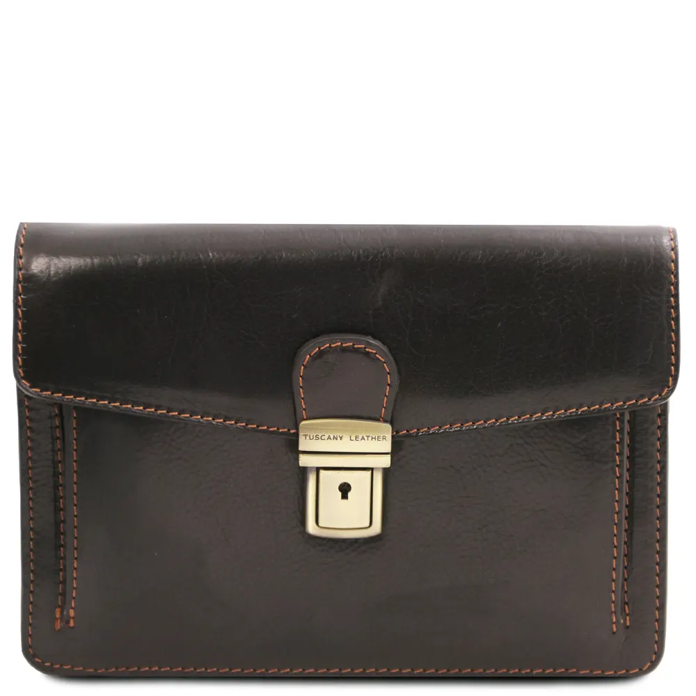 Tommy Exclusive leather handy wrist bag for man