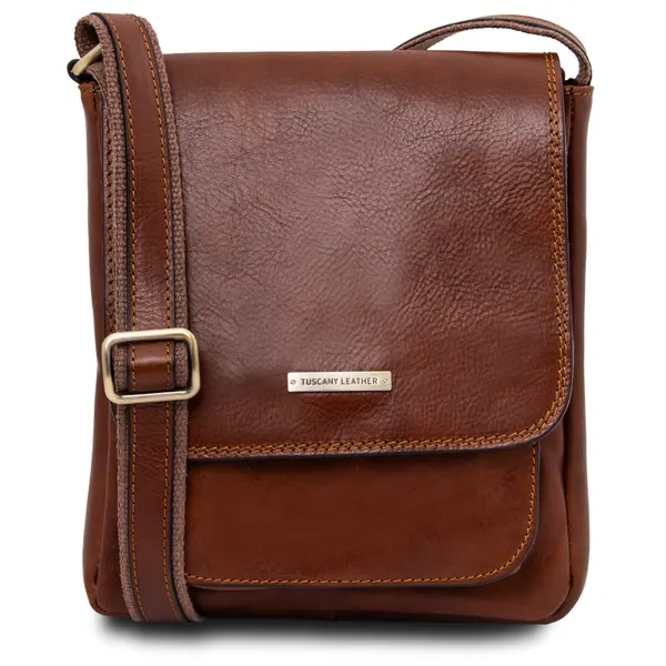 Jimmy Leather crossbody bag for men with front pocket