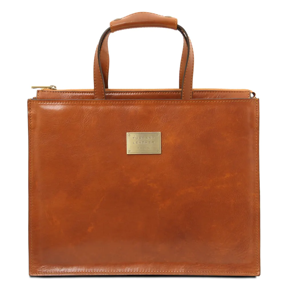 Palermo Leather briefcase 3 compartments for women