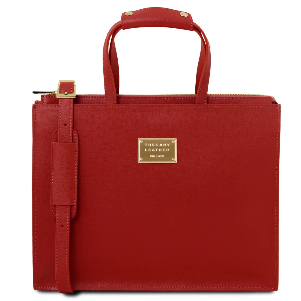 Palermo Saffiano Leather briefcase 3 compartments for women