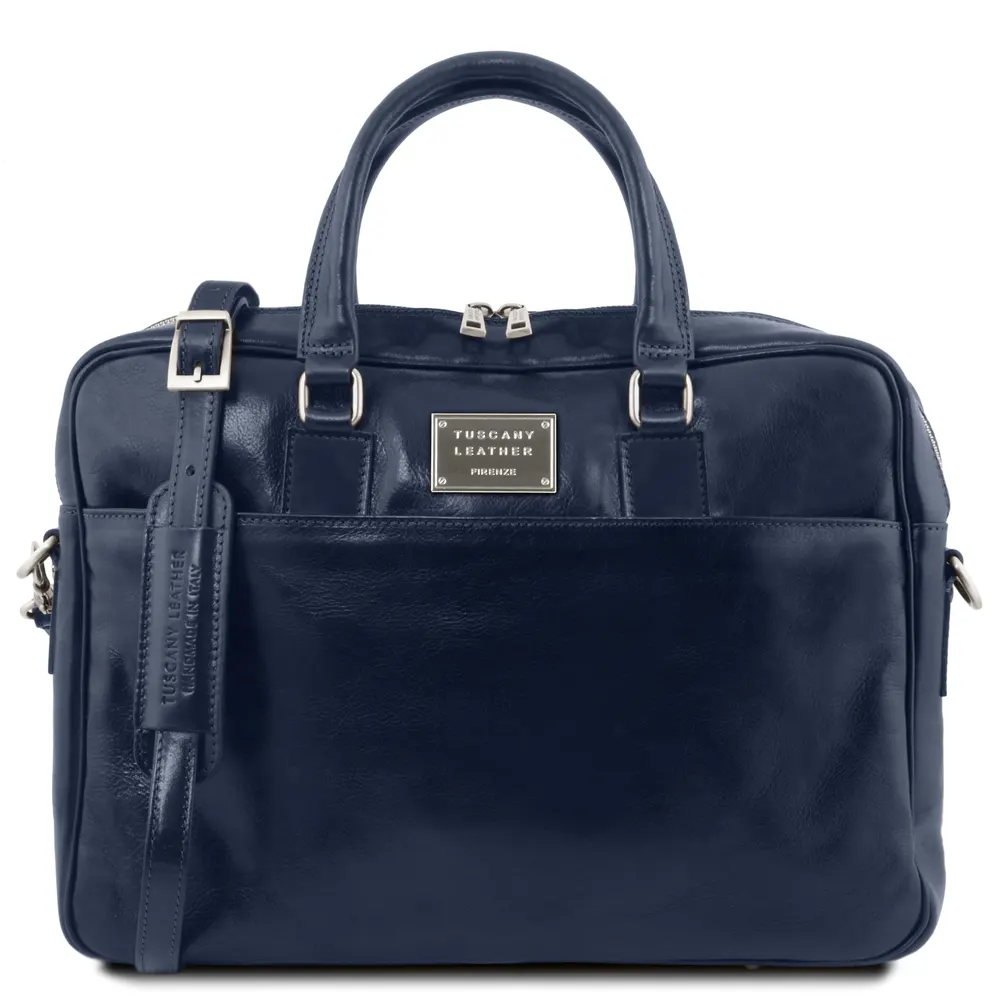 Urbino Leather laptop briefcase with front pocket