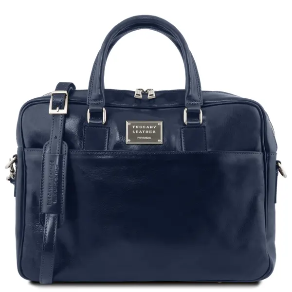 Urbino Leather laptop briefcase with front pocket