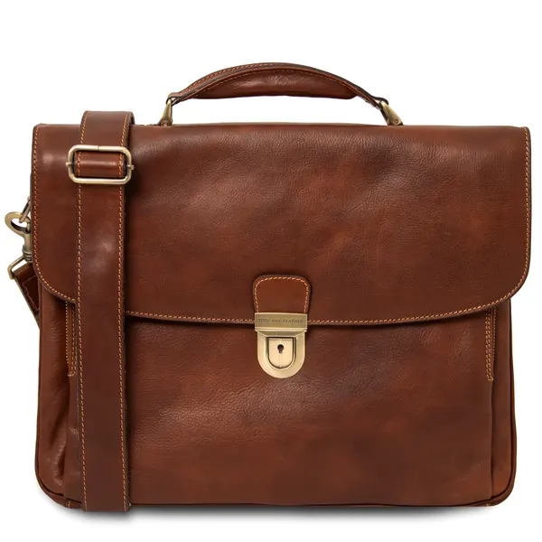 Alessandria Leather multi compartment laptop briefcase