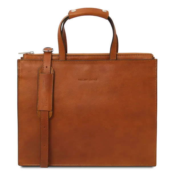 Palermo Leather briefcase 3 compartments for women
