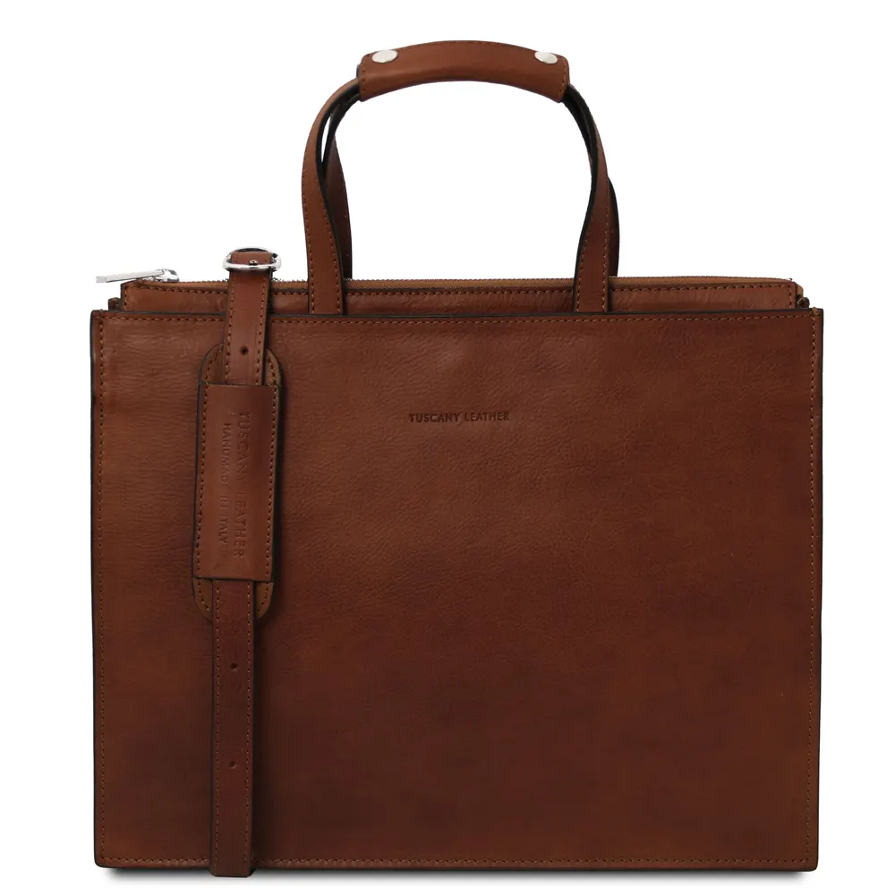 Palermo Leather briefcase 3 compartments for women