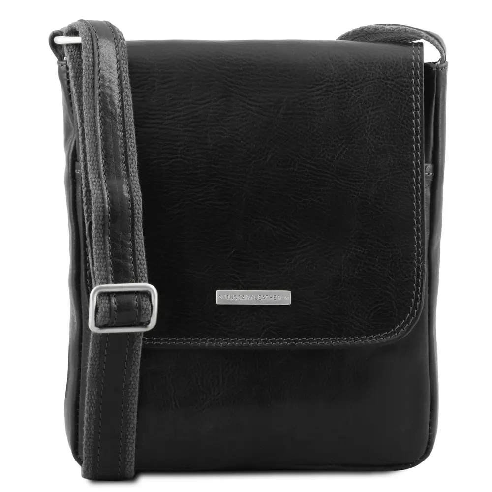 John Leather crossbody bag for men with front zip