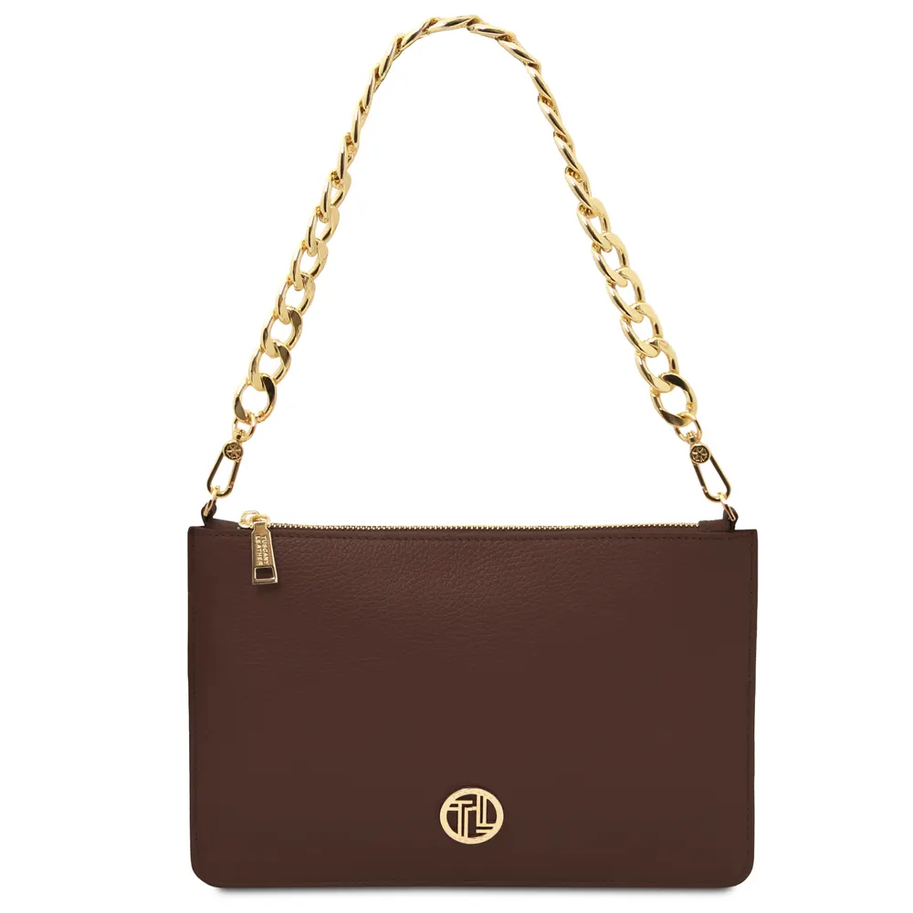 Diva Leather clutch with chain strap