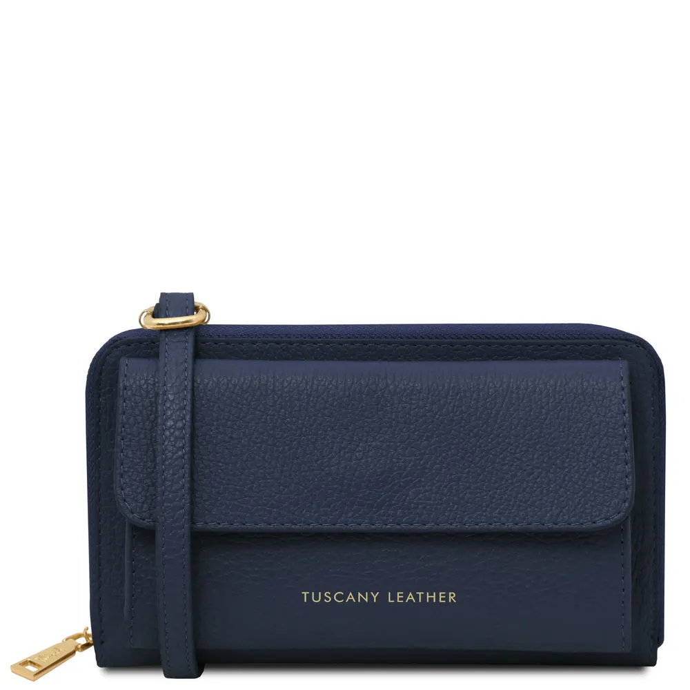 Urania Leather wallet/phone holder with strap