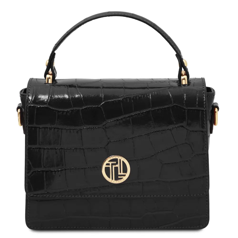 Croque Croc print leather handbag
