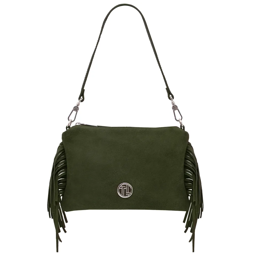 Nomade Suede leather fringe clutch