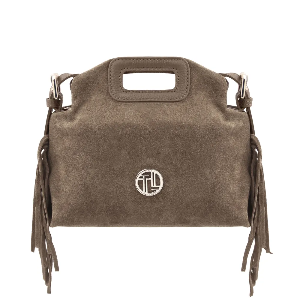 Nomade Suede leather fringe clutch
