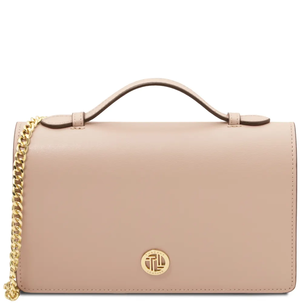 Opera Leather clutch with chain strap