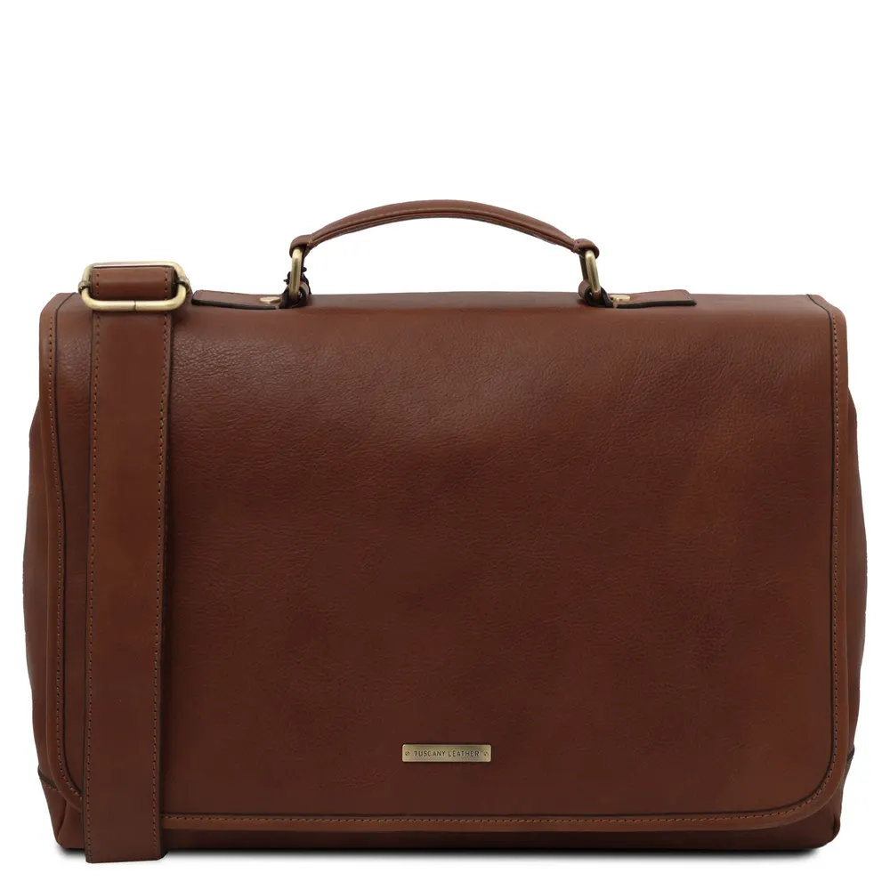 Mantova Leather multi compartment TL SMART briefcase with flap