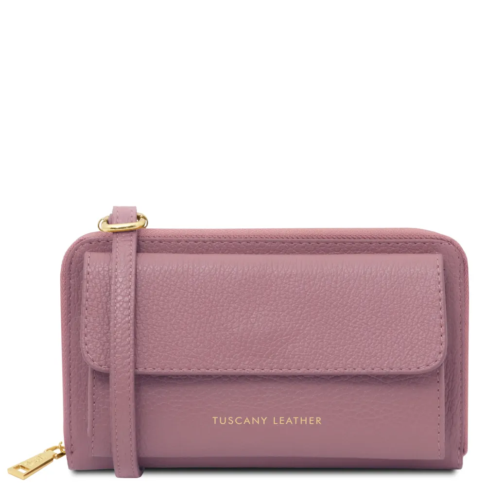 Urania Leather wallet/phone holder with strap