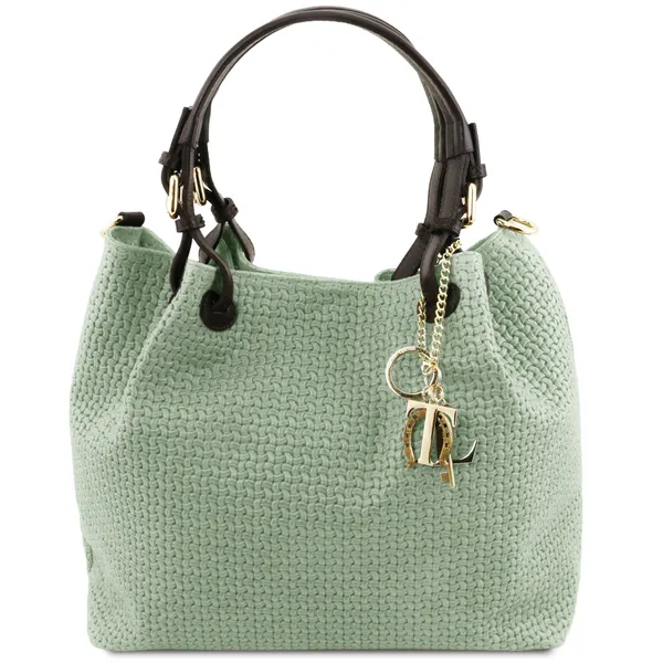 TL KeyLuck Woven printed leather shopping bag