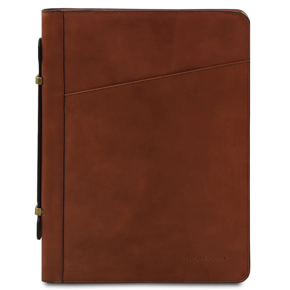 Cesare Leather document case with handle and ring binder