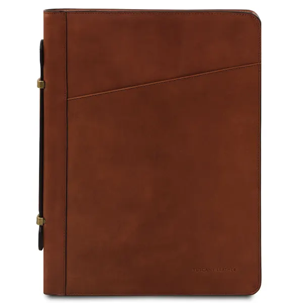 Cesare Leather document case with handle and ring binder