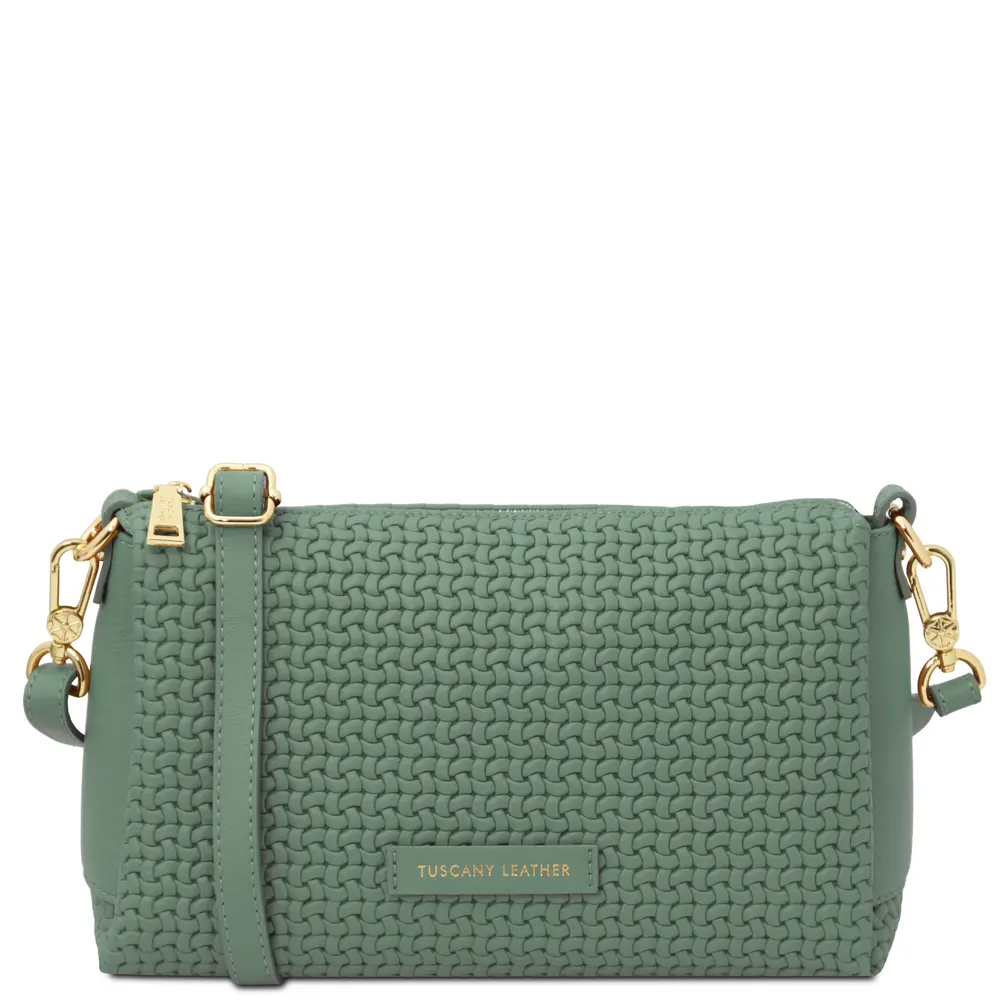 Dedalo Woven printed leather shoulder bag