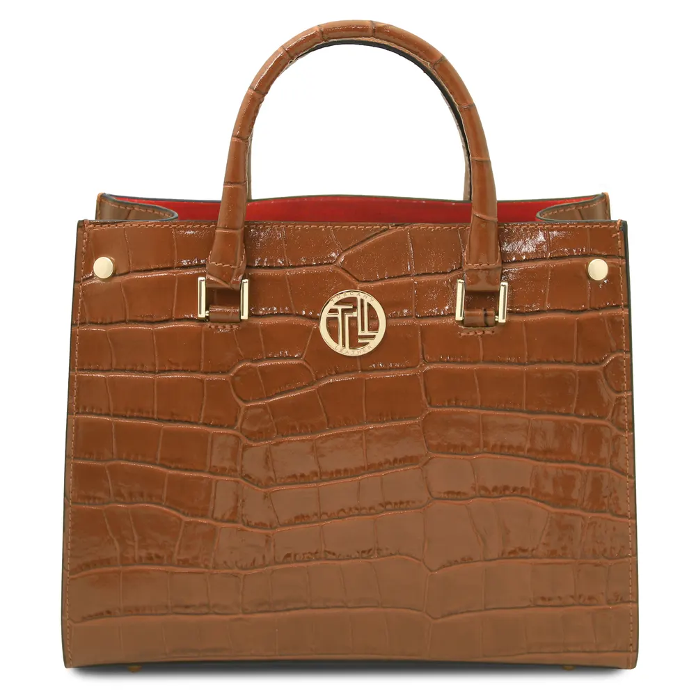 Croque Croc print leather handbag