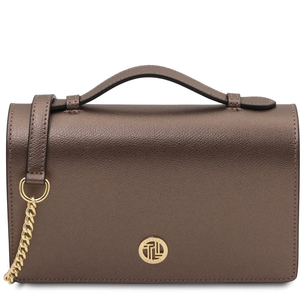 Opera Leather clutch with chain strap