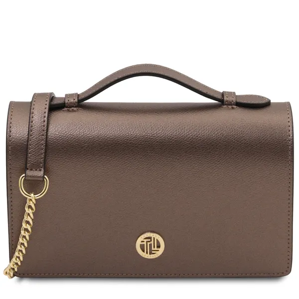 Opera Leather clutch with chain strap