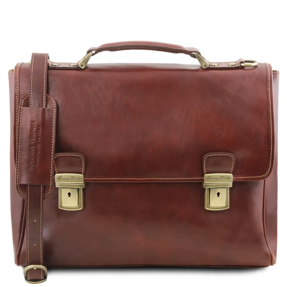 Trieste Exclusive leather laptop case with 2 compartments