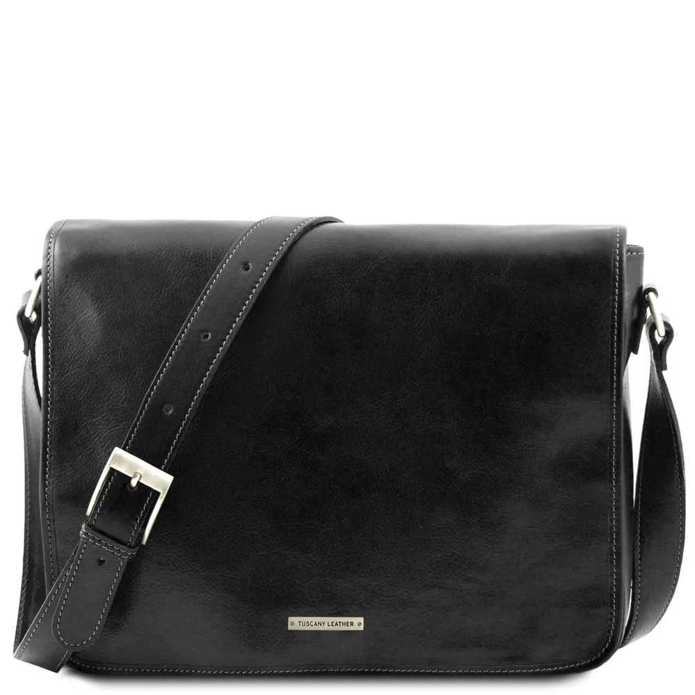 Messenger double Crossbody leather bag