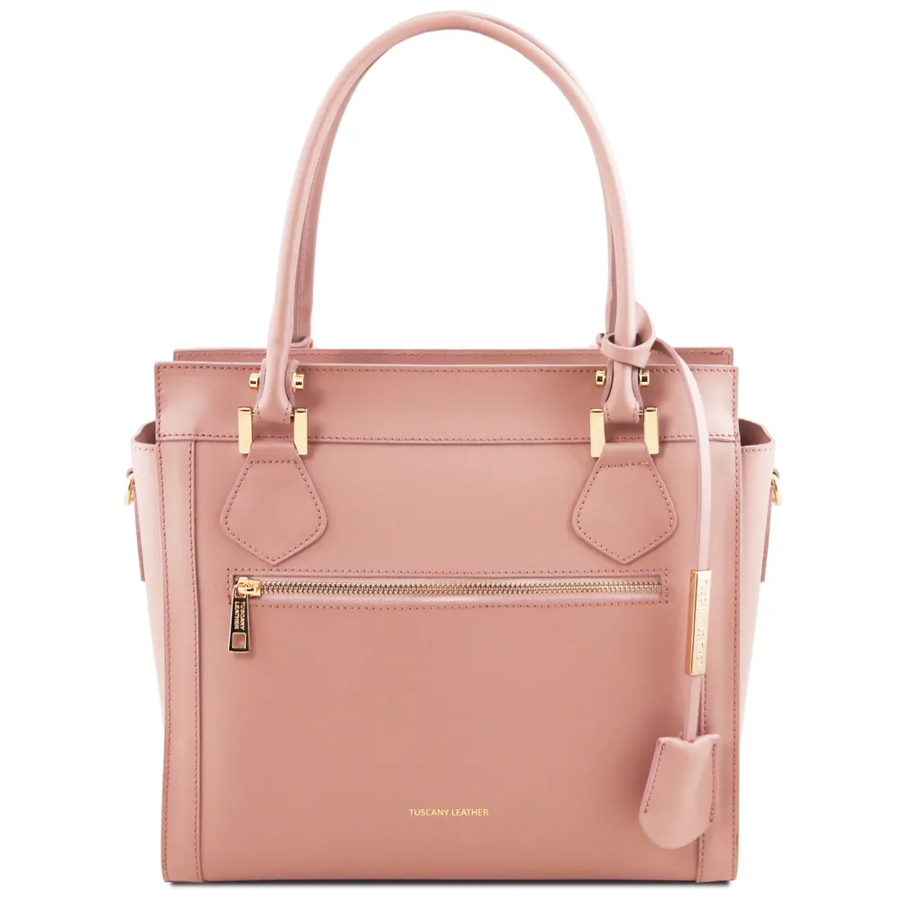 Lara Leather handbag with front zip