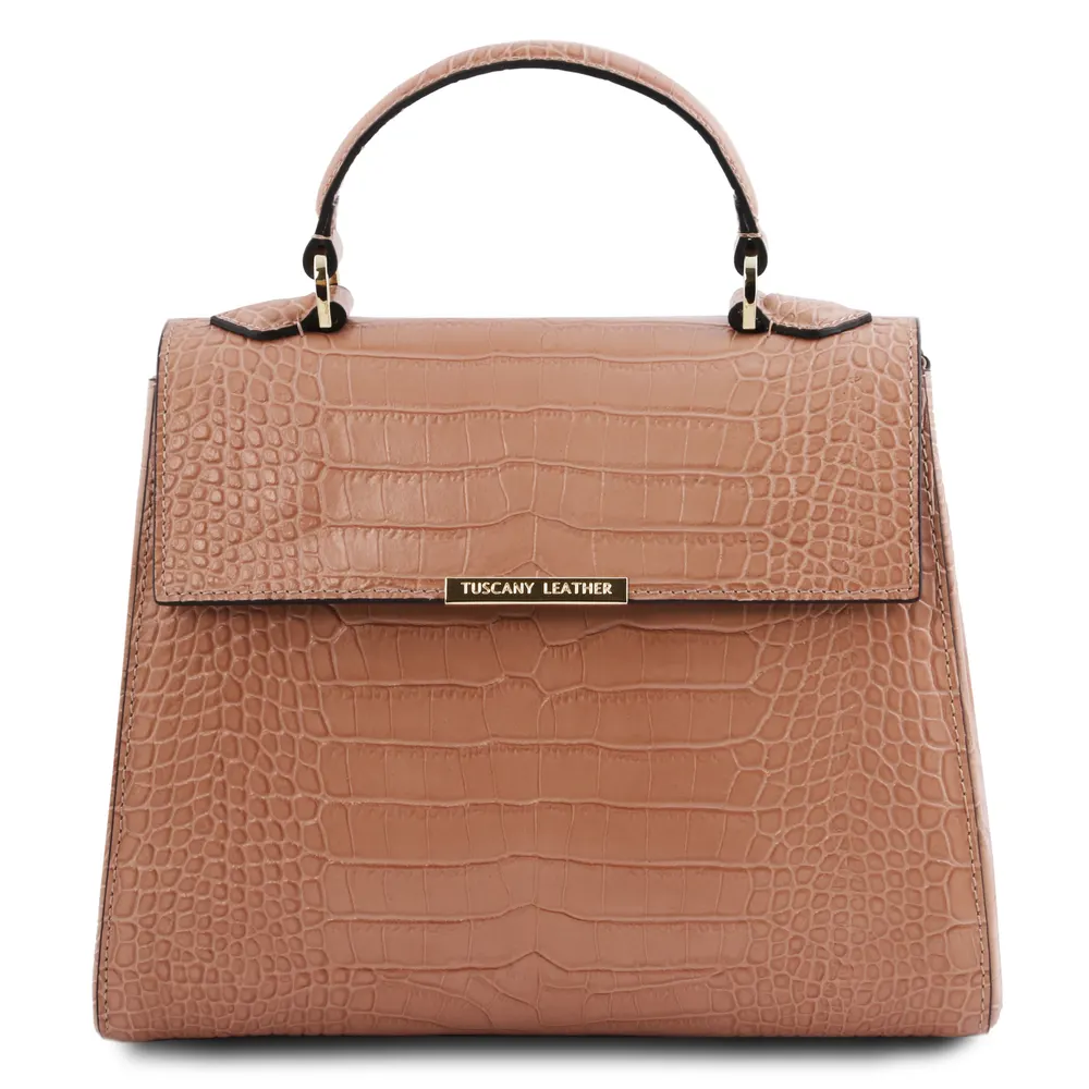 TL Bag Small croc print leather duffel bag