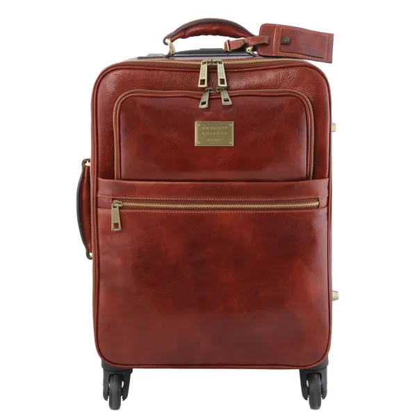 TL Voyager 4 Wheels vertical leather trolley