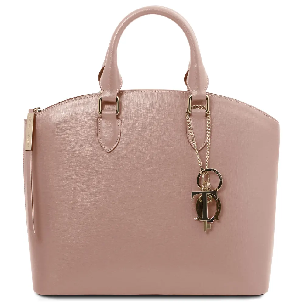 TL KeyLuck Saffiano leather tote