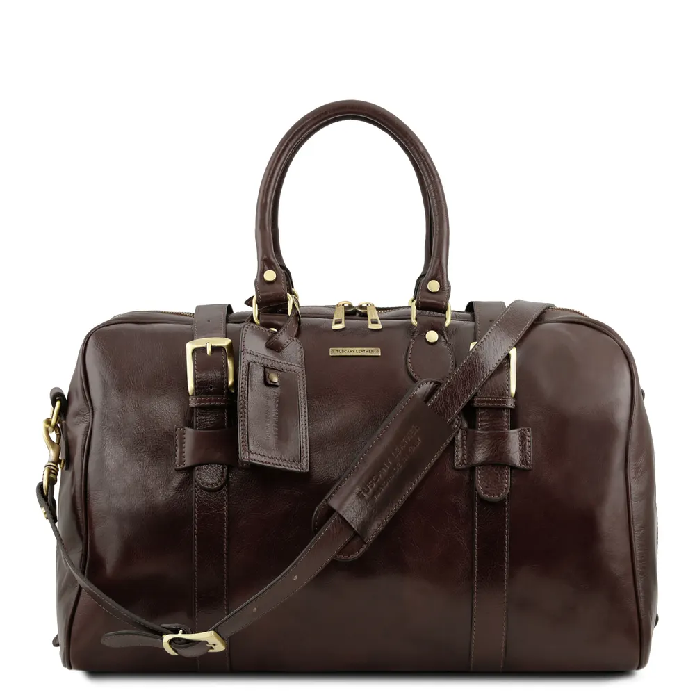 TL Voyager Leather travel bag with front straps - Small size