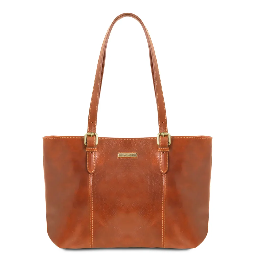 Annalisa Leather shopping bag with two handles