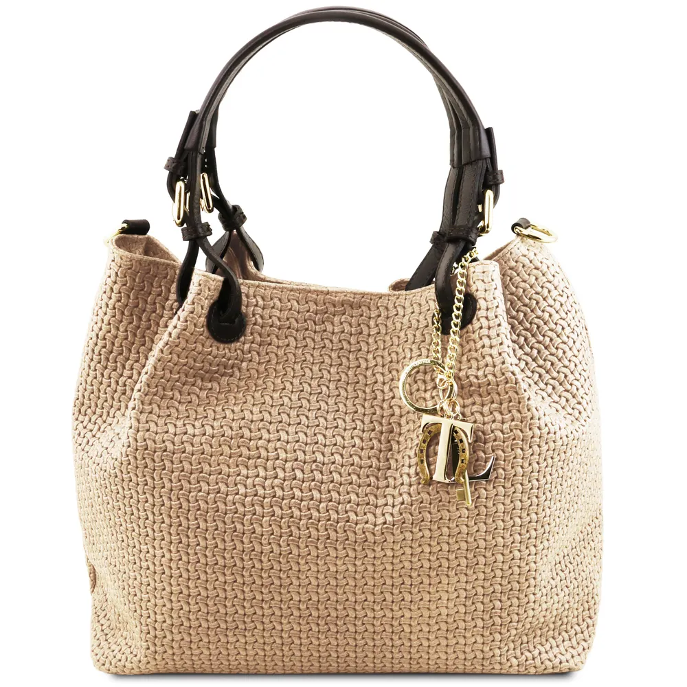 TL KeyLuck Woven printed leather shopping bag