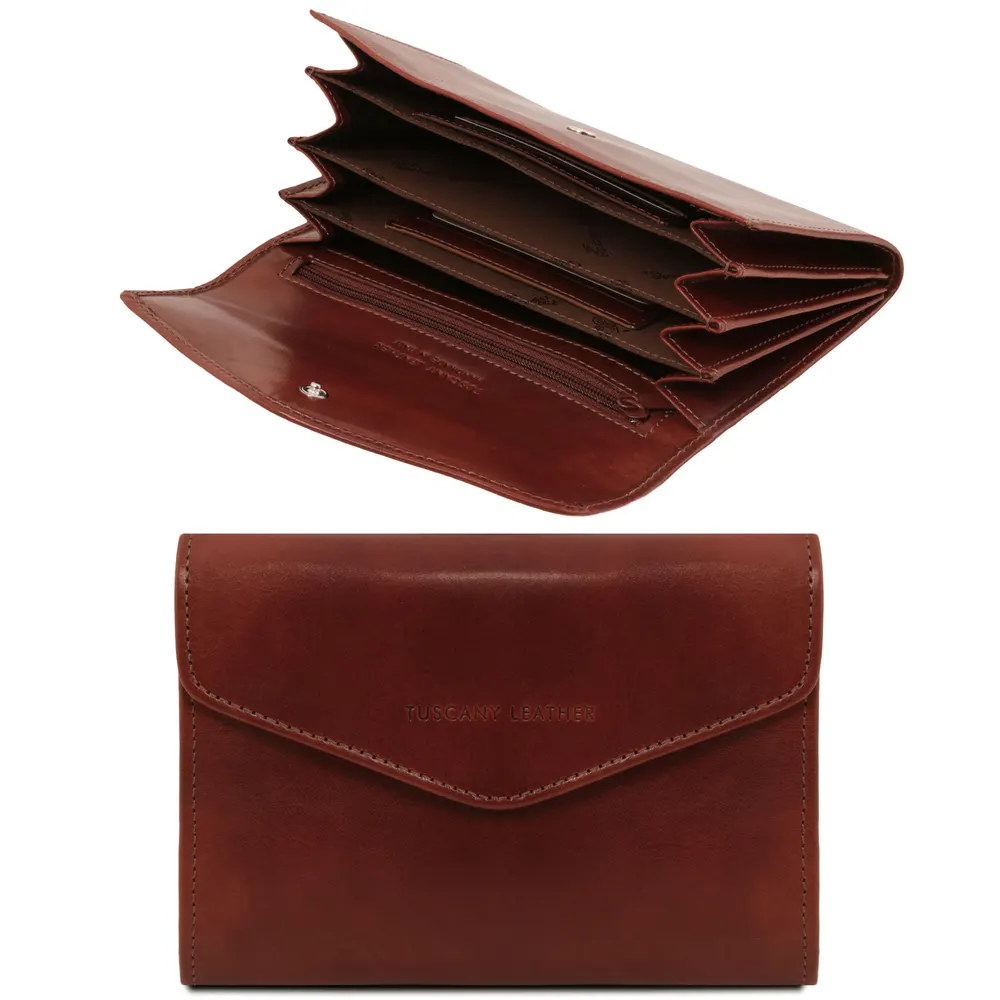 Exclusive leather accordion wallet for women