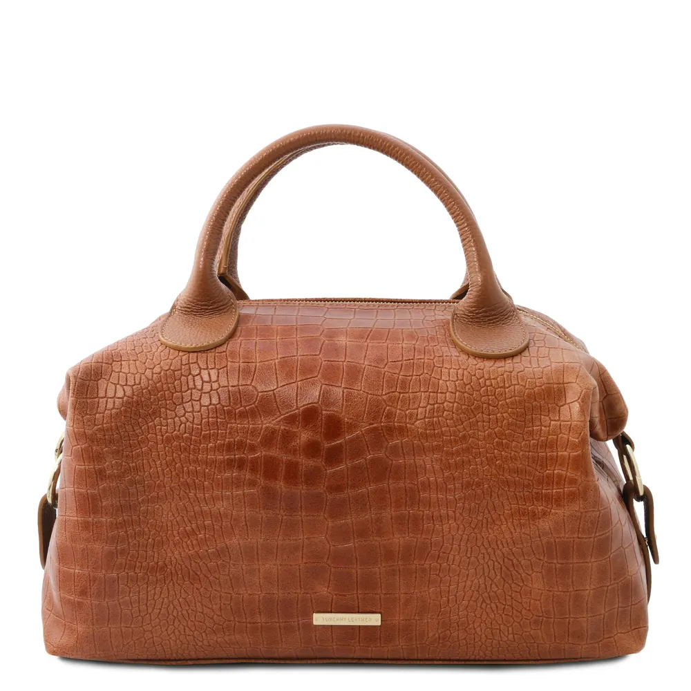 TL Bag Croc print soft leather maxi duffle bag