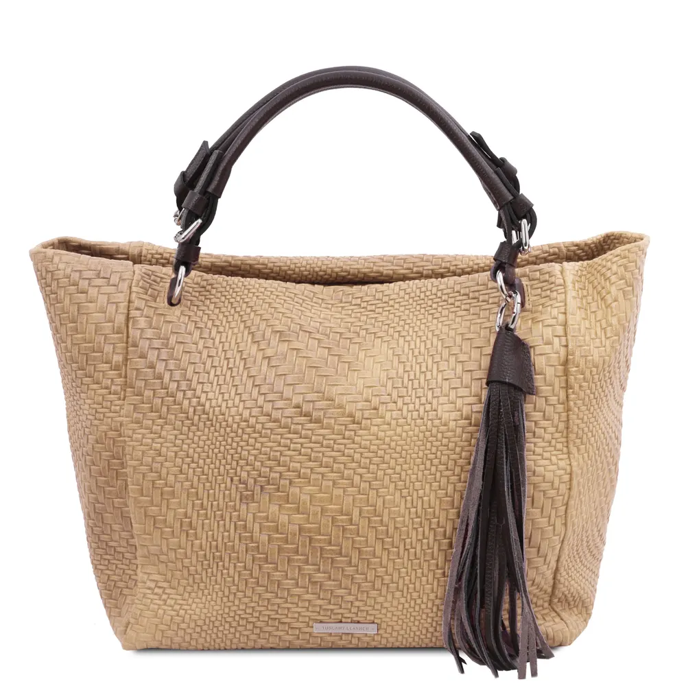 TL Bag Woven printed leather shopping bag