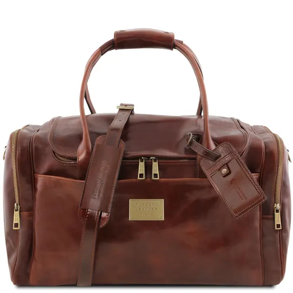 TL Voyager Travel leather bag with side pockets