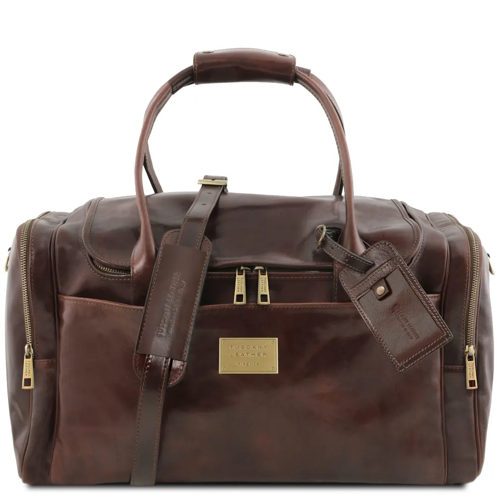 TL Voyager Travel leather bag with side pockets