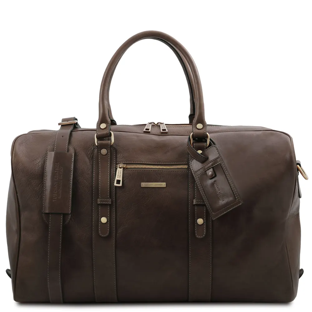 TL Voyager Leather travel bag with front pocket