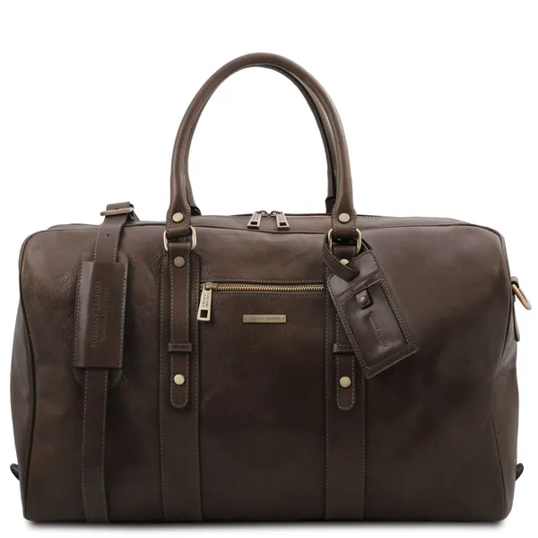 TL Voyager Leather travel bag with front pocket