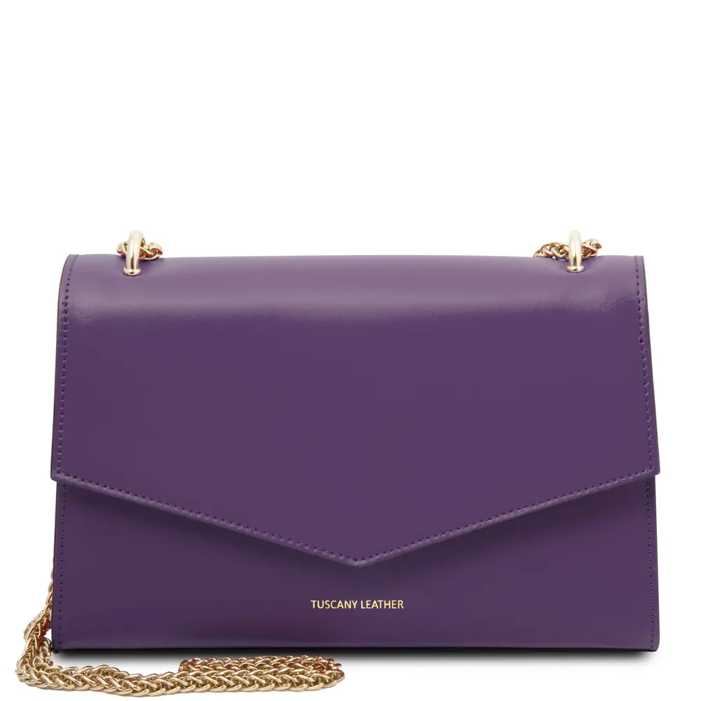 Fortuna Leather clutch with chain strap