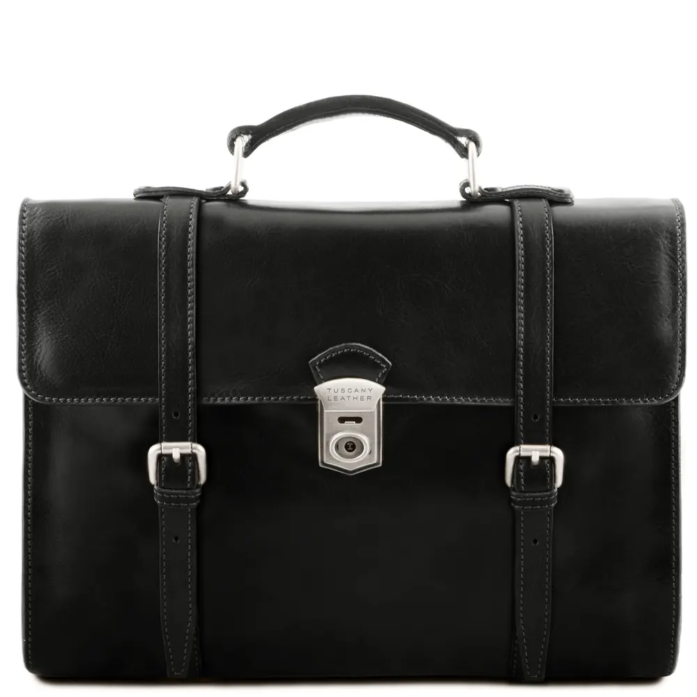Viareggio Exclusive leather laptop case with 3 compartments
